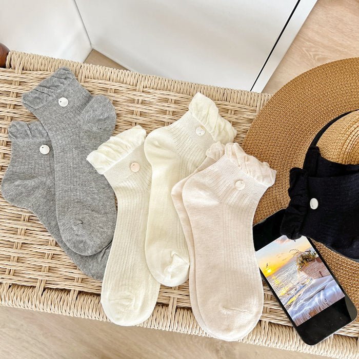 Wholesale Socks, bubble lace, ribbed, shell glitter, short tube, combed cotton