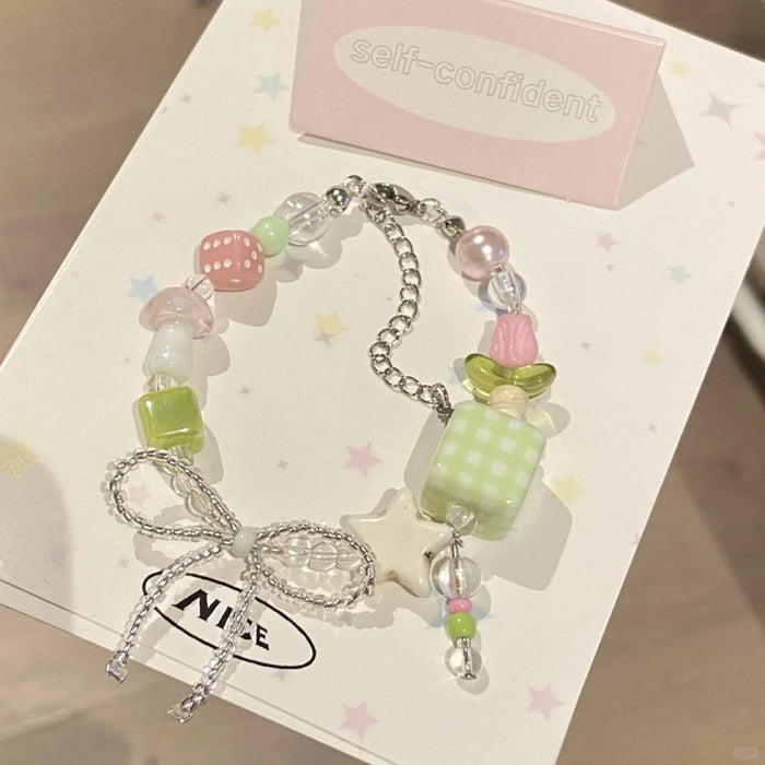 Wholesale Stacked Hand String Round Bead Zirconia Elastic Rope Versatile High Beauty Clavicle Chain