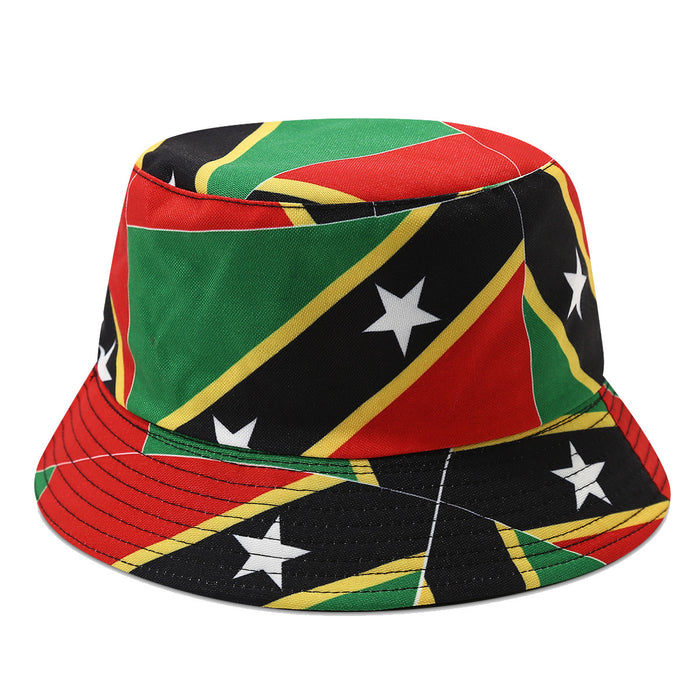 Wholesale Summer World Cup National Flags Pattern Double-Sided Bucket Fashionhat for Men and Women