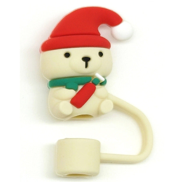 Wholesale 10pcs Straw Cover Food Grade Silicone Christmas Straw Cap  Dustproof Silicone Cover Straw Plug