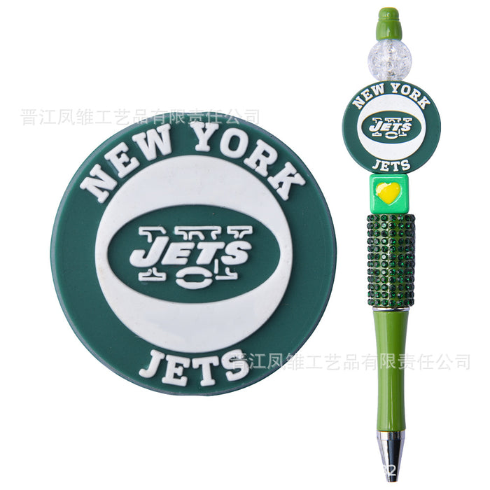 Wholesale 50pcs Rugby team series beads ballpoint pen beaded accessories fun stationery cartoon accessories detachable