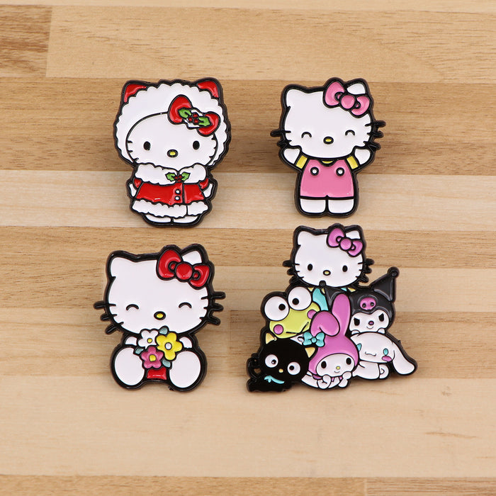 Wholesale Cartoon Red Bow Cat Brooch Badge Clothing Backpack Decorations