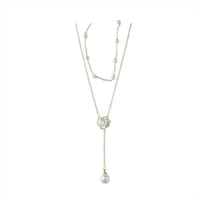 Wholesale Double layer pearl necklace for women, light luxury, high-end, niche design, neck chain, temperament, tassel collarbone chain