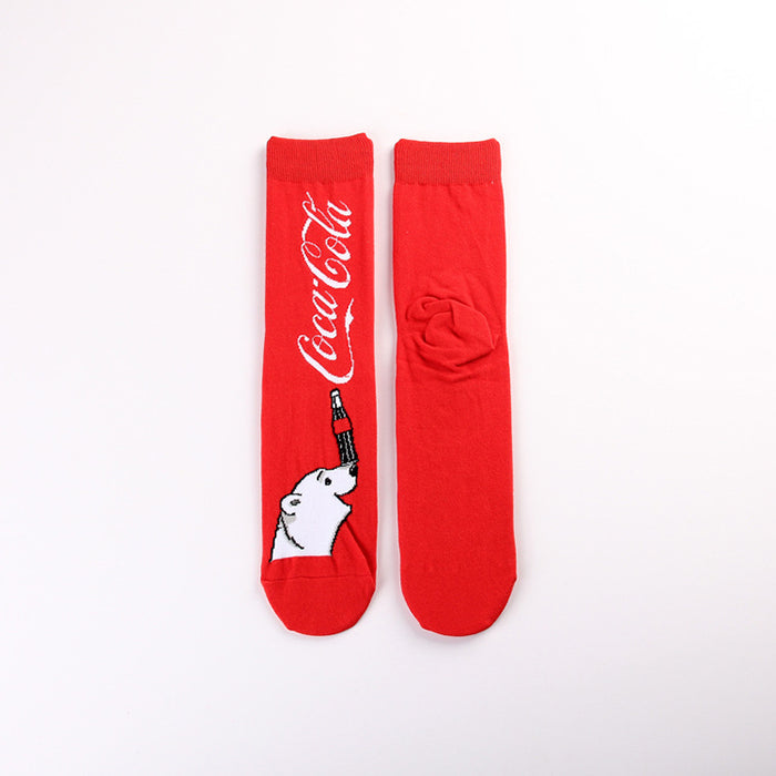 Wholesale Letter casual sports jacquard red youth mid tube socks trendy socks long socks