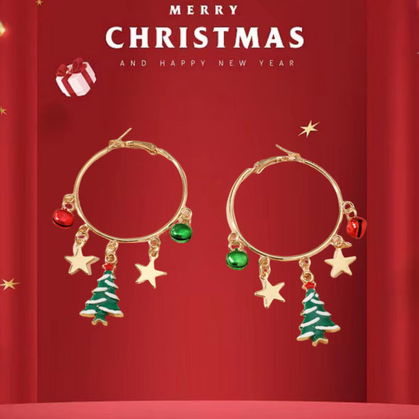 Wholesale Christmas Cartoon Cute Alloy Earrings JDC-ES-JunJie007