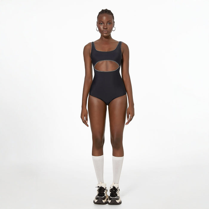 Wholesale New retro hook and loop one-piece swimsuit, minimalist swimsuit