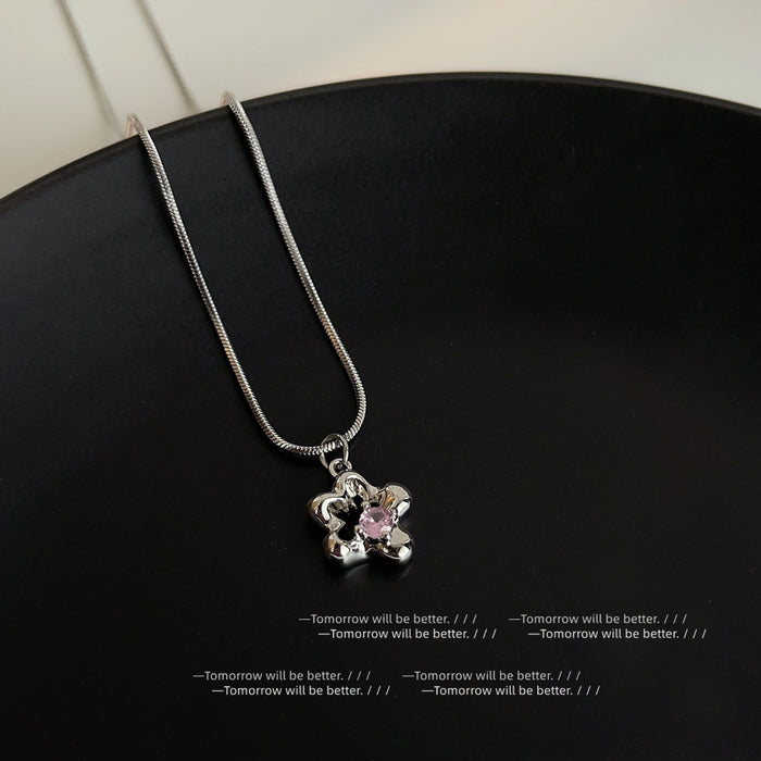 Wholesale Zircon flower pentagram necklace with new design, light luxury, niche collarbone