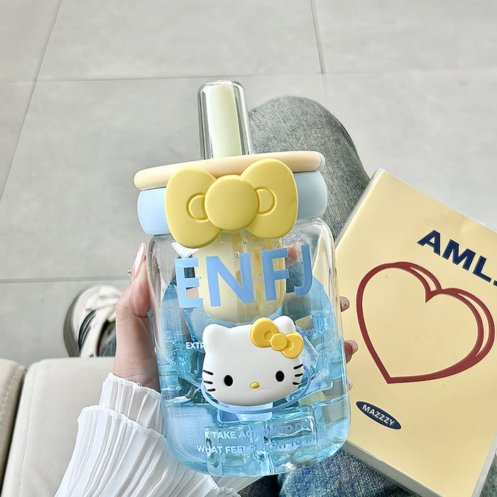 Wholesale Glass Sippy Cup with Straw Cartoon Design Ideal for Office Tea and Coffee