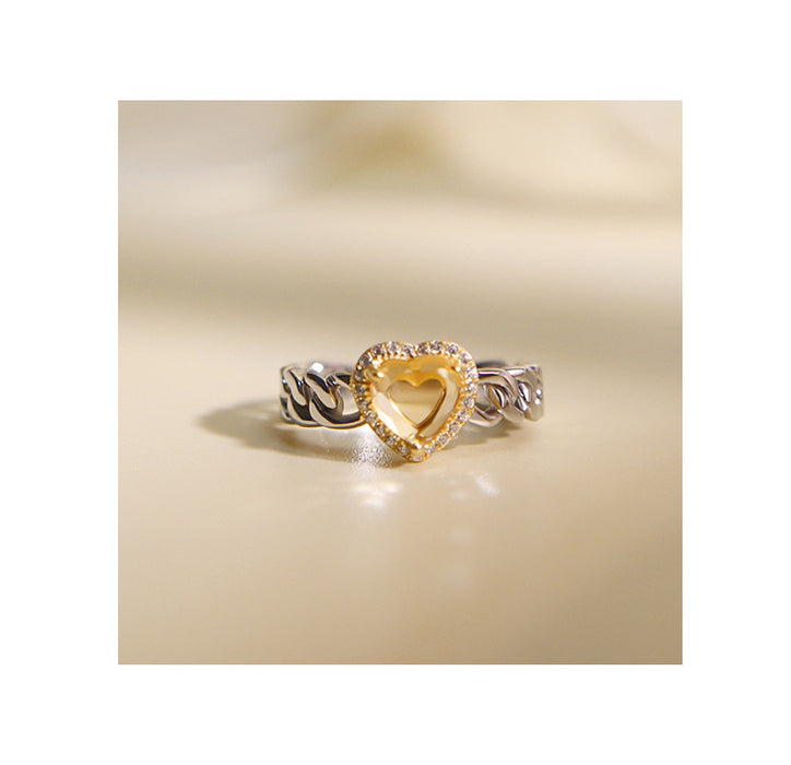 Wholesale Natural yellow crystal heart ring original niche temperament light luxury high-end ring