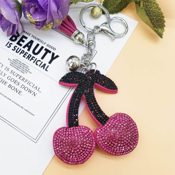 Wholesale Hot Stamping Cherry Diamond Keychain for Ladies JDC-KC-HuiSen009