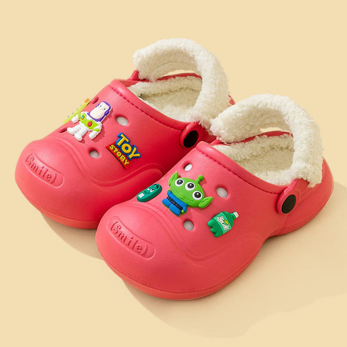 Wholesale Children' s cotton slippers winter  boys and girls home warm cotton shoes medium and big children cartoon outer wear plush shoes