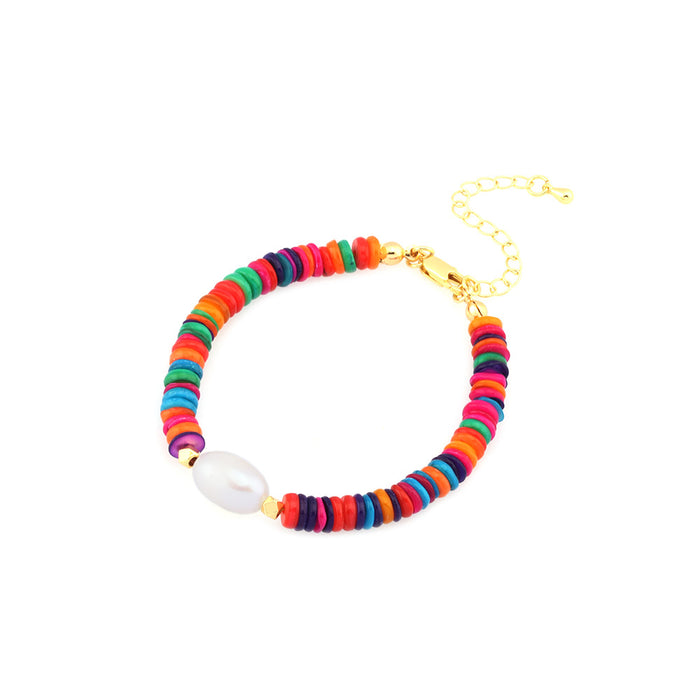 Wholesale Bohemian Colorful Shell Pieces Vintage Pearl Bracelet JDC-BT-TianYi005