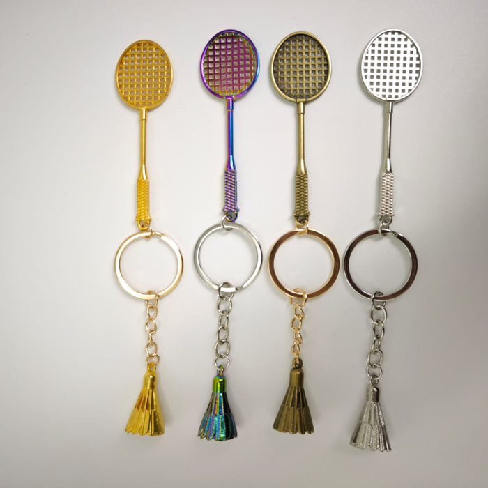 Wholesale Creative Golden Badminton Metal Badminton Personalized Keychain