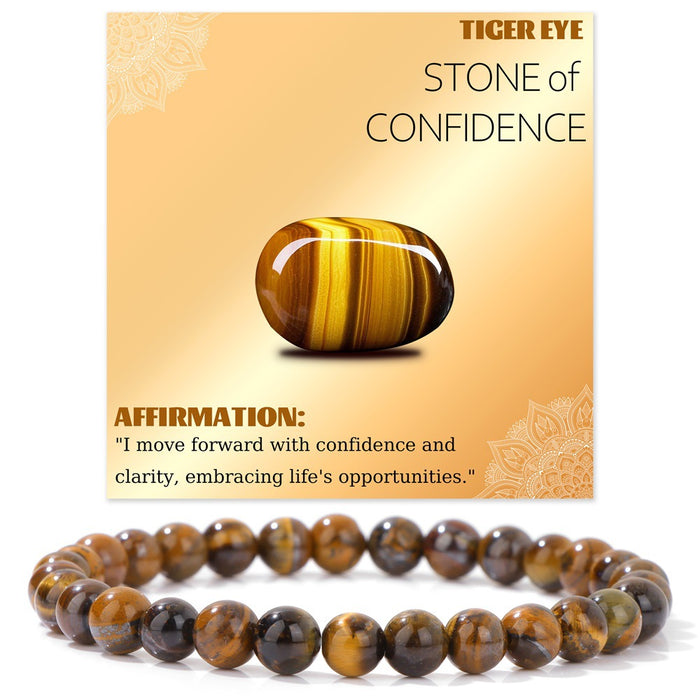 Wholesale 6mm stone bead bracelet with elastic cord card packaging