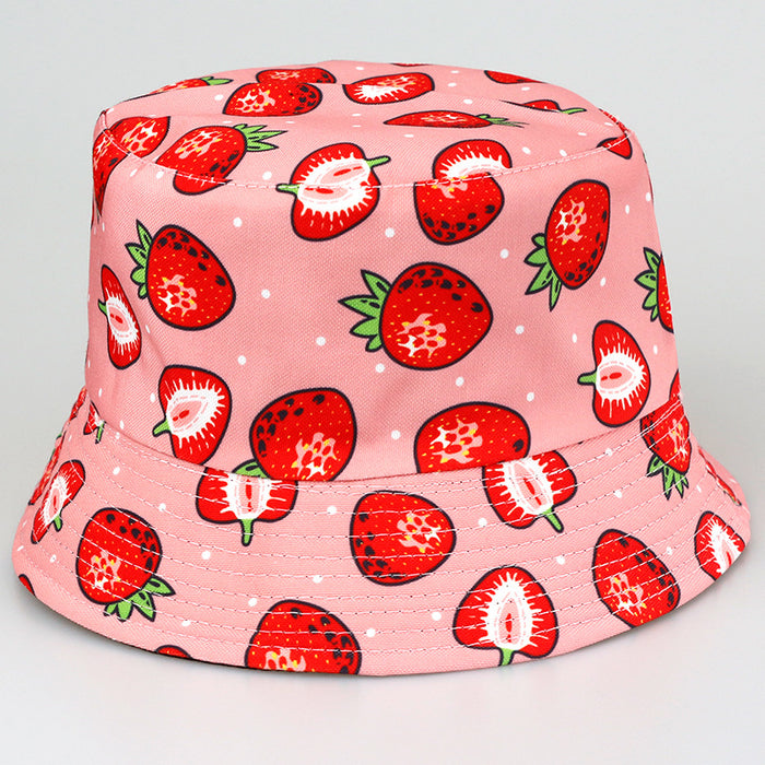 Wholesale  Tropical Fruit  Hat  Trend Double-sided Printed Basin Hat Outdoor Sun Protection Hat