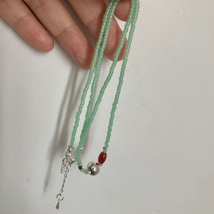 Wholesale Green Beaded Necklace Chain New Chinese Style Neck Chain Women