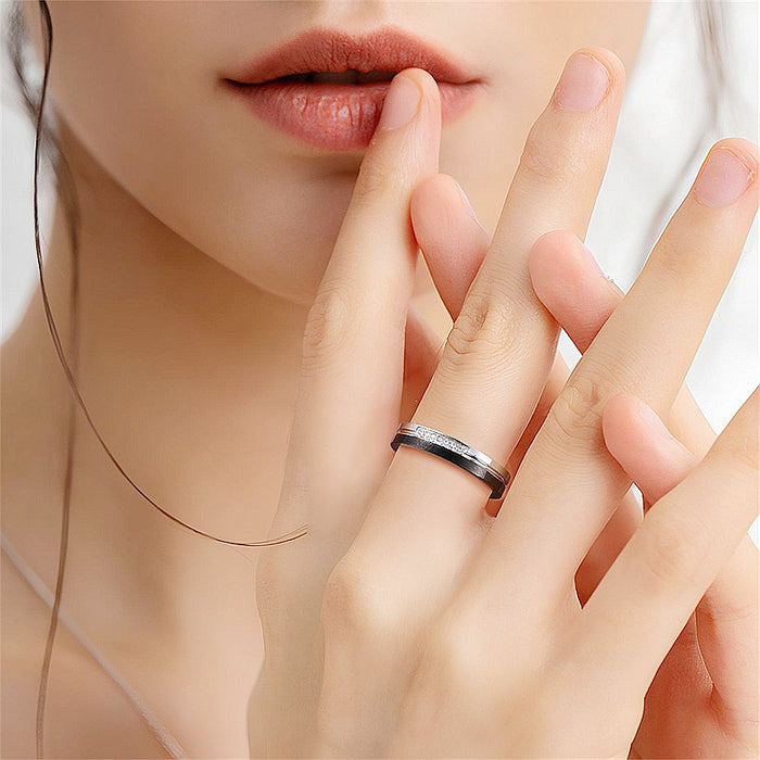 Wholesale Titanium steel zircon inlaid couple ring, temperament diamond ring, jewelry wholesale