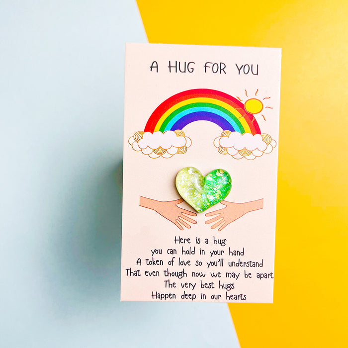 Wholesale Rainbow Gradient Heart Resin Pocket Decorations Hug Card