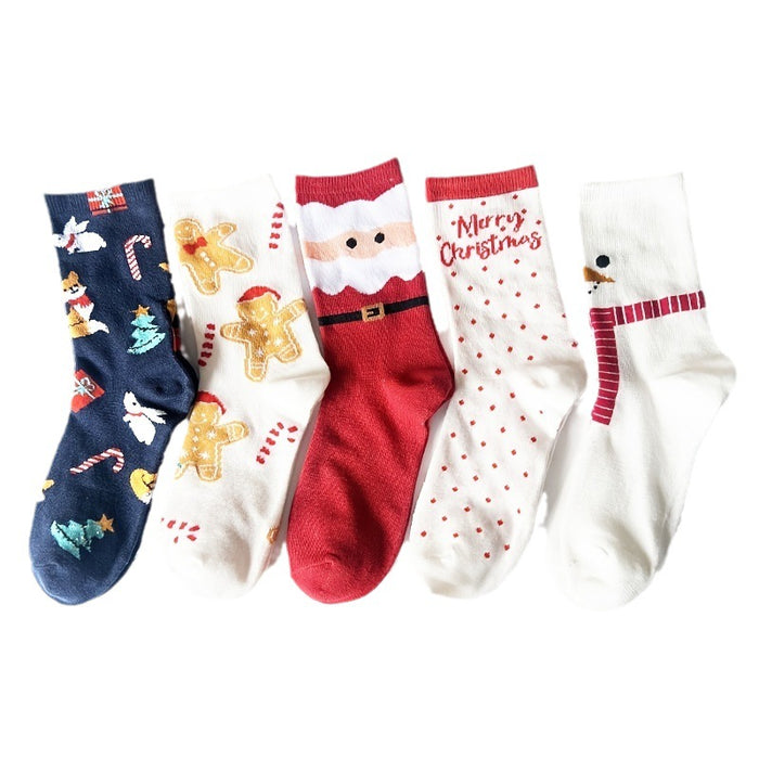 Wholesale 10pcs Cartoon Christmas Polyester Elk Middle Tube Socks JDC-SK-Xinh024