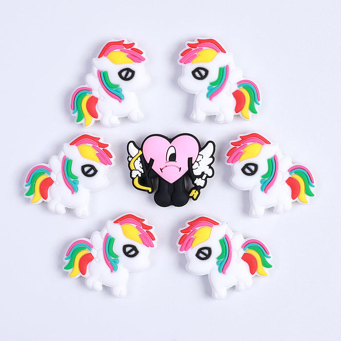 Wholesale 20PCS New Rainbow Little Horse Silicone DIY Cartoon Beads JWE-BDS-HeX013