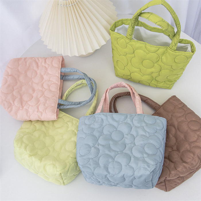 Wholesale Sweet Quilted Handheld Color Contrasting Bento Bag Storage Bag