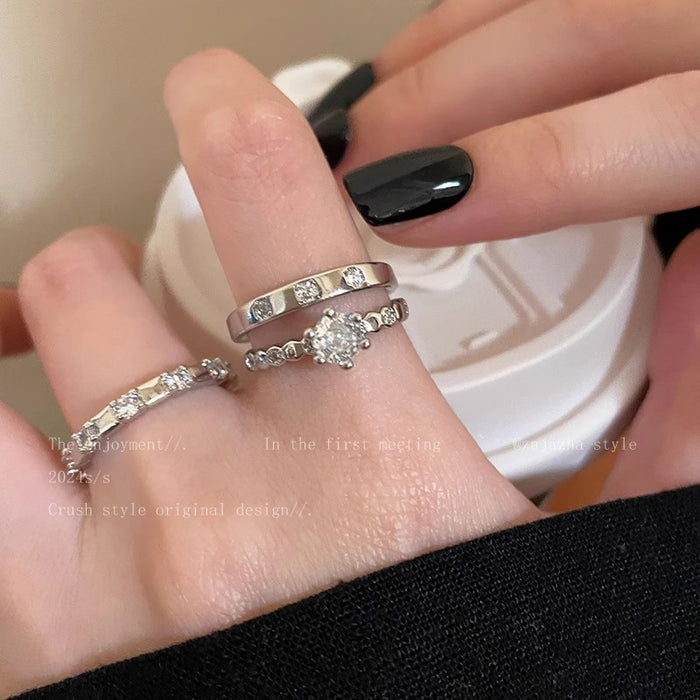 Wholesale Zircon adjustable ring with simple and cool style, niche design, index finger ring, exquisite ring