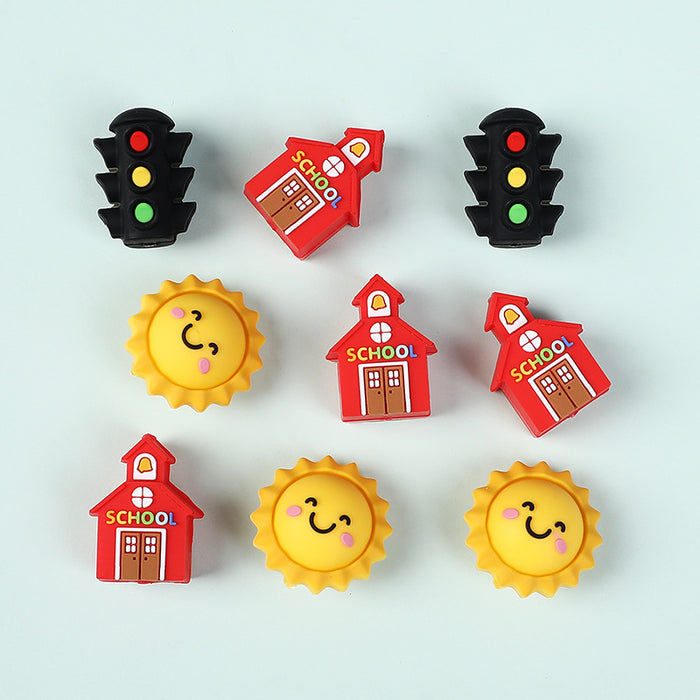 Wholesale 20pcs Silicone beads children' s DIY jewelry straight hole loose beads handmade materials cartoon silicone beads