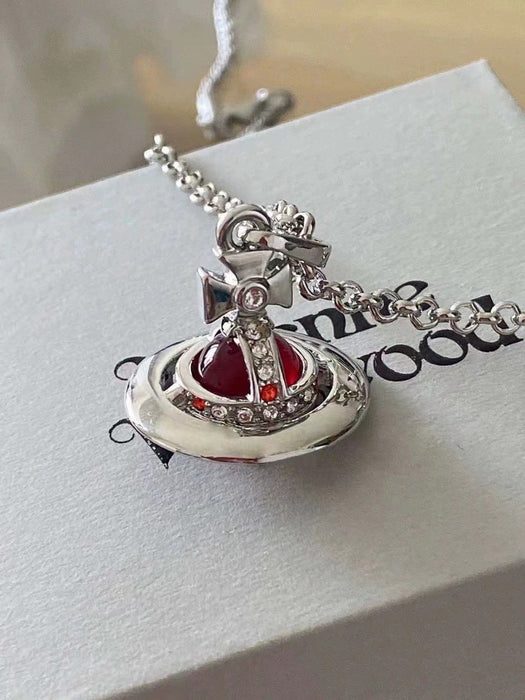 Wholesale 3D Saturn glass ball stainless steel necklace