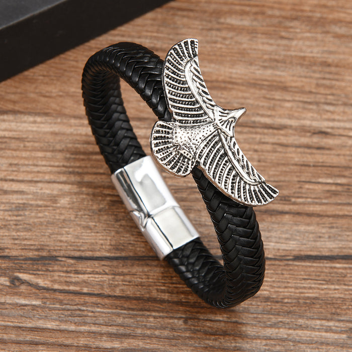 Wholesale Vintage Eagle Spreading Wings Stainless Steel Bracelet Handmade Fashion Accessory