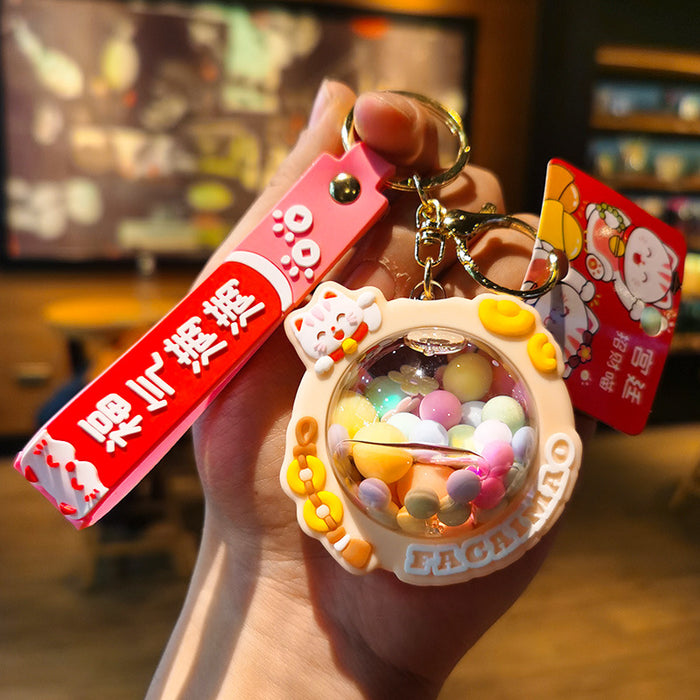 Wholesale PVC Oil-filled Lucky Cat Keychain JDC-KC-Tingm142