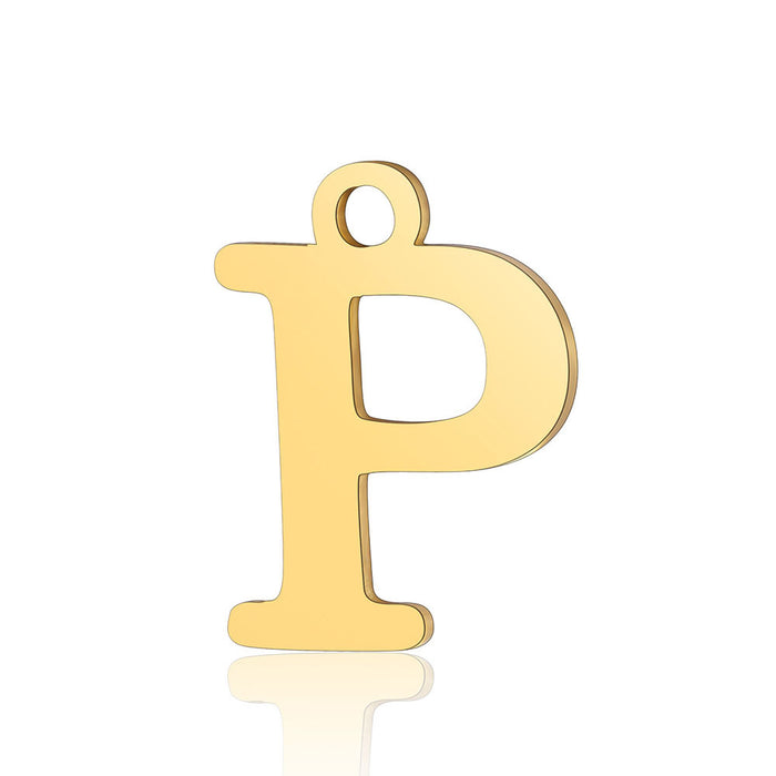 Wholesale 5 Pcs Titanium Steel Letter 26 Gold Capital English Letter Pendants JDC-PT-QZ001