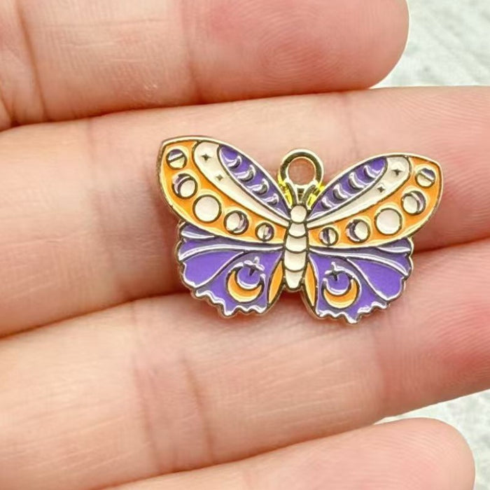 Wholesale 10pcs Colorful Alloy Butterfly and Moth DIY Bracelet Necklace Keychain Pendant