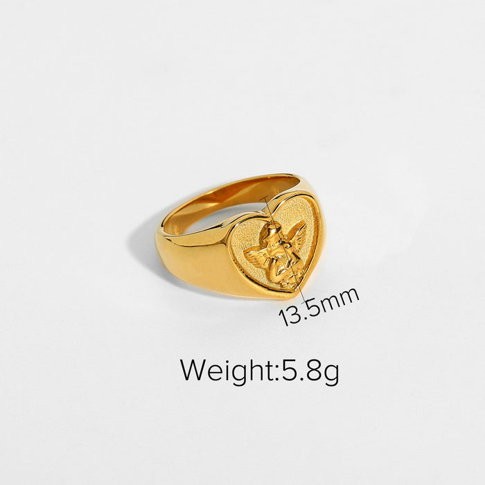 Wholesale 18k Gold Plated Stainless Steel Round Angel Rings JDC-RS-JD090