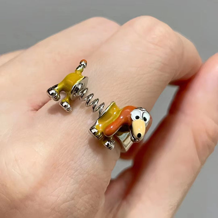 Wholesale Funny and cute spring dog ring, niche design, new versatile open-end ring