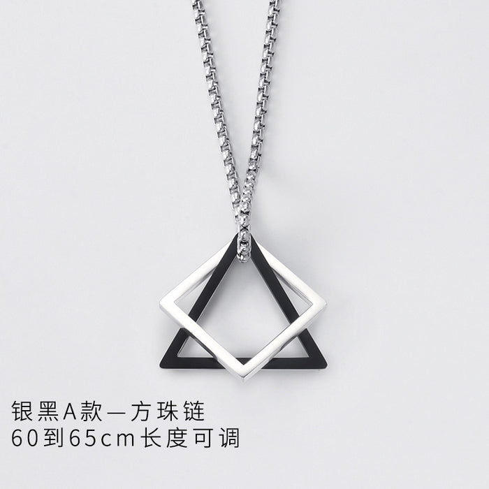 Wholesale Geometric triangle square combination titanium steel hip-hop necklace men's minimalist pendant accessory