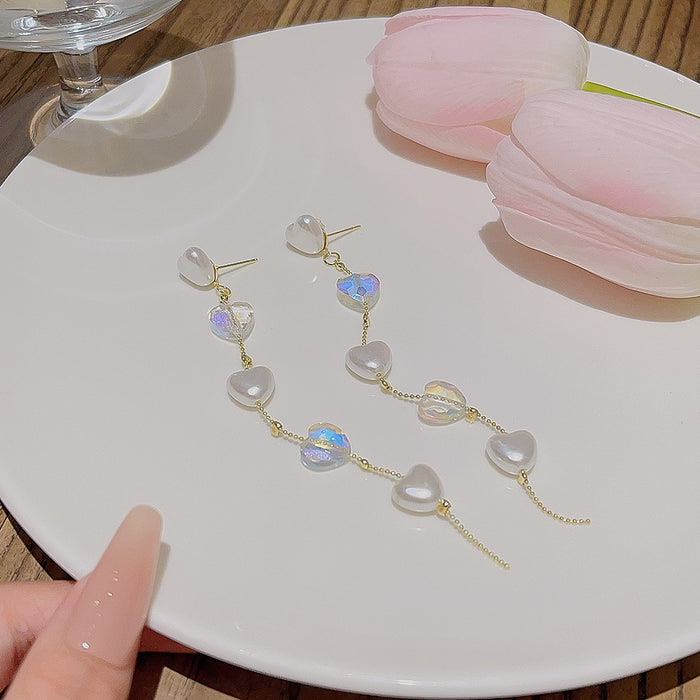 Wholesale Fashionable pearl earrings, high-end and versatile earrings, new niche style, long tassel earrings