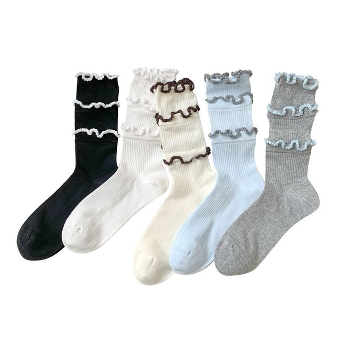 Wholesale Lace lace socks, thin, breathable, cute, mid tube, stacked socks, cotton