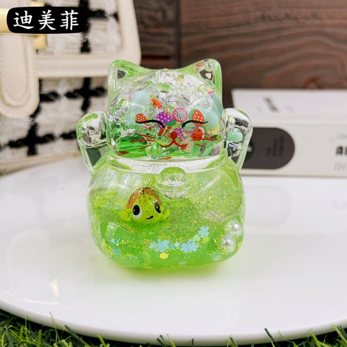 Wholesale Oil Drops Liquid Sand Bottle Acrylic Oil Ornaments Dripping Lucky Cat Oil Leakage Small Gift