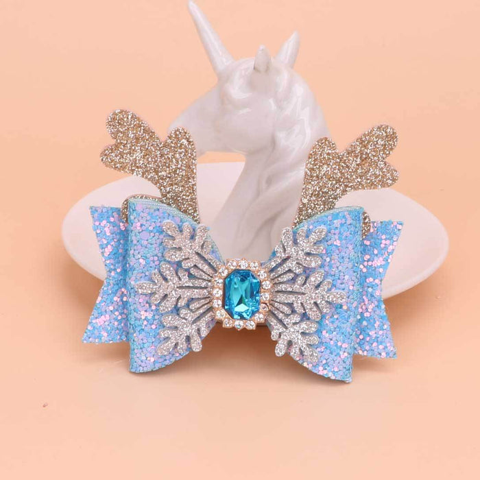 Wholesale Children Christmas Snowflake Fabric Bow Hairpin JDC-HC-Bais005