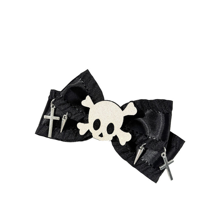 Wholesale  Halloween skull cross bow hairpin female dark niche gothic style hair ornaments headdress
