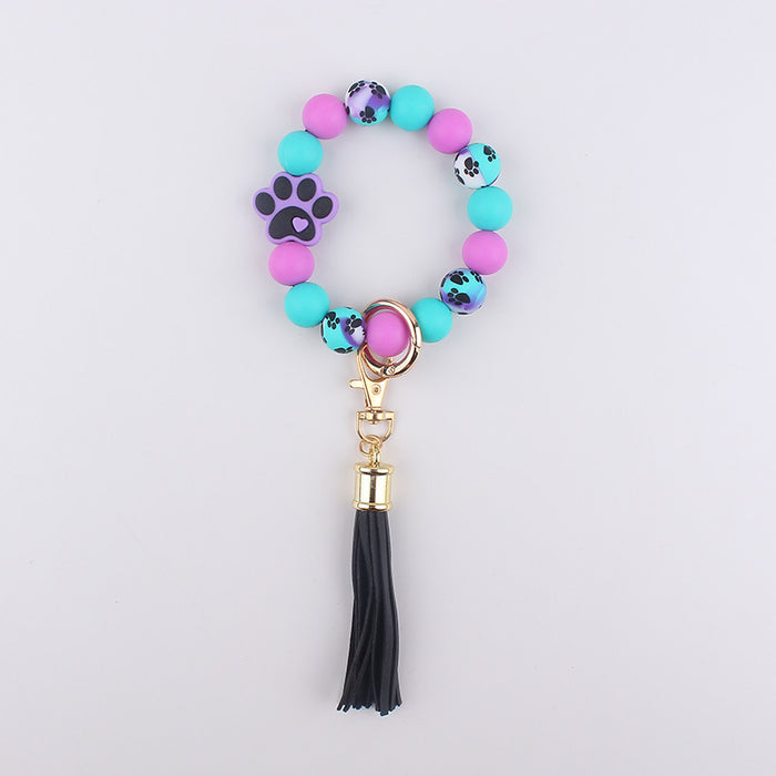 Wholesale Silicone Dog Paw Print Keychain Bracelet Bracelet Wallet Keychain Pendant