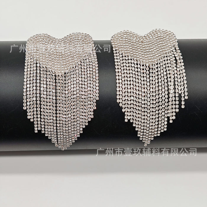 Wholesale Colorful Heart Tassel Heart-Shaped Rhinestone DIY Handmade Accessories Pendant