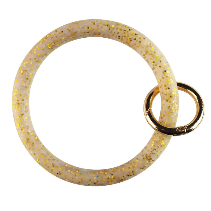 Wholesale glitter sequins gold powder silicone bracelet car keychain creative circle key ring