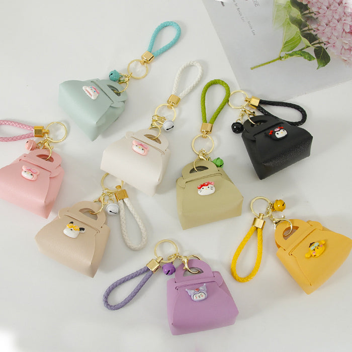 Wholesale Creative Macaron Coin Purse Woven Rope Keychain Cartoon Small Bag Pendant Push Small Gift