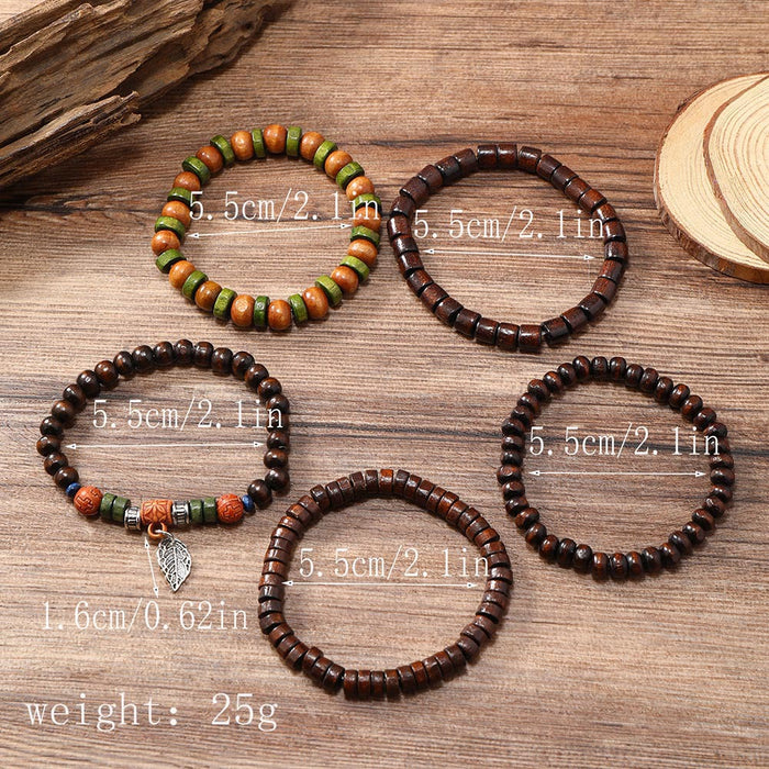 Wholesale Bohemian style multi-layered wooden beaded bracelets