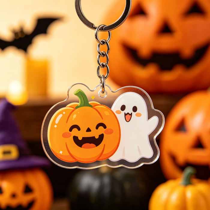 Wholesale Acrylic Keychain Pumpkin Witch Ghost Pendant Decorative Gift Accessory MOQ≥2