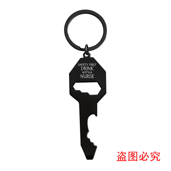 Wholesale Multifunctional Bottle Opener Screwdriver Wrench Father's Day Alloy Keychain JDC-KC-GangGu047