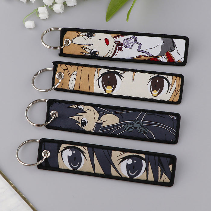 Wholesale Cloth Keychain Lanyard Trendy Woven Label Design Travel Souvenir Gift Boutique Resale Keychain Accessory