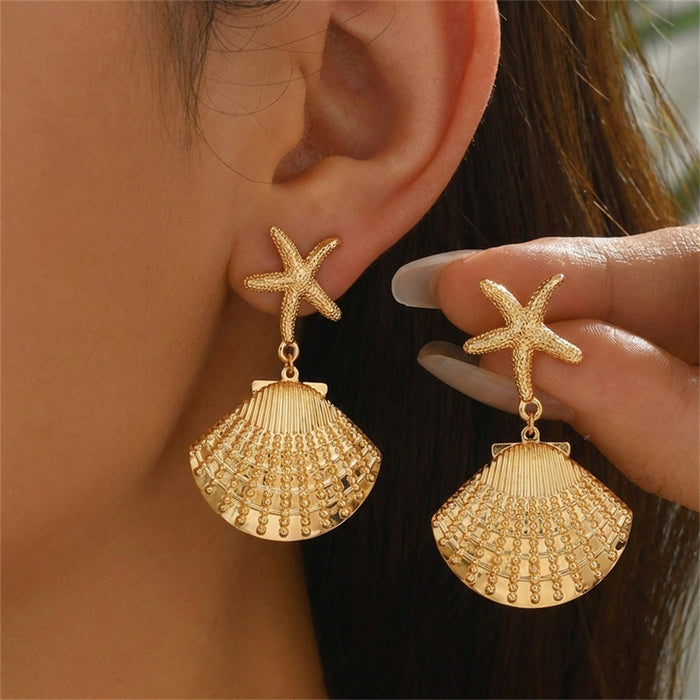 Wholesale Trendy Starfish Seashell Earrings Summer Beach Jewelry Accessory Gift