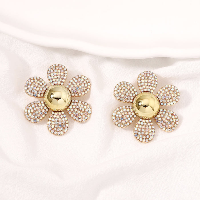 Wholesale Alloy Diamond Flower Earrings JDC-ES-YueLi026